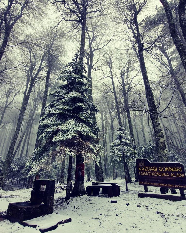 Kazdağları’nda öğlen saatlerinde başlayan kar yağışı etkili olmaya başladı. Balıkesir’in