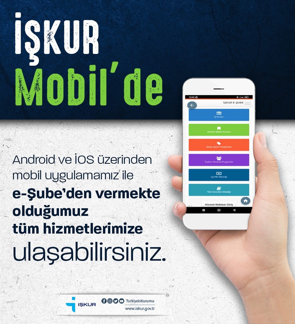 İŞKUR hizmetleri artık mobil uygulamada İş arayan ve işverenlere yönelik hizmetler başta olmak üzere, uzun