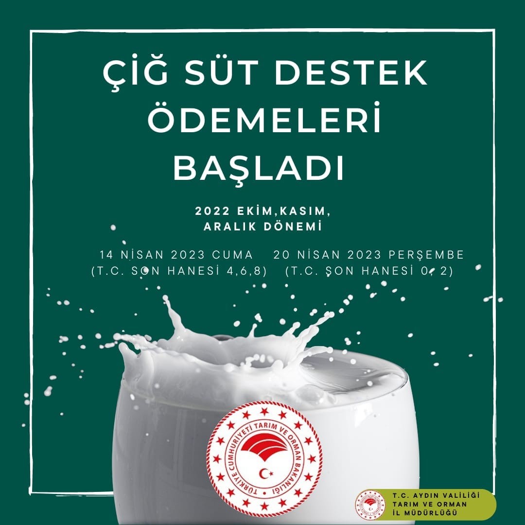 AYDIN’DA ÇİĞ SÜT DESTEKLEME ÖDEMELERİ BAŞŞLADI