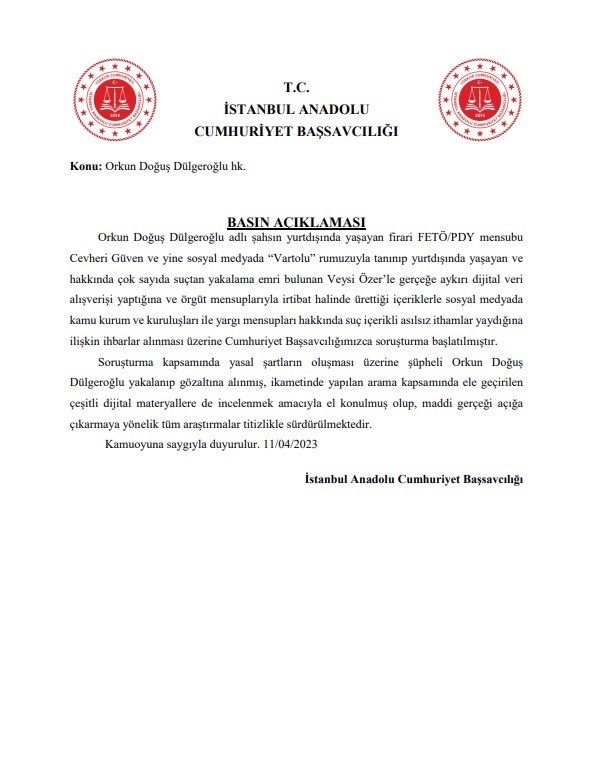 YAZILIMCI OLARAK BİLİNEN ORKUN DÜLGEROĞLU’NUN FETÖ’CÜLERLE İŞBİRLİĞİ YAPTIĞI ORTAYA ÇIKTI.