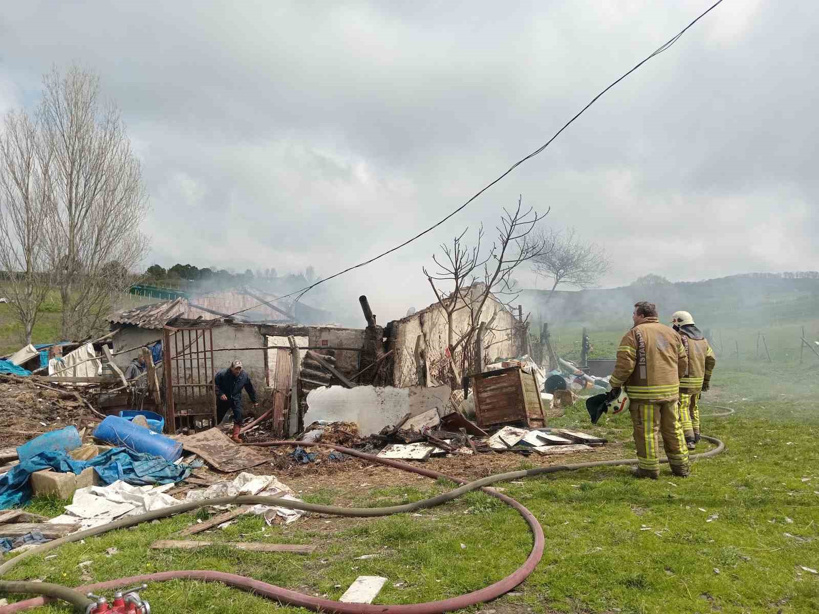 ARNAVUTKÖY'DE ÇIKAN YANGINDA BİR GECEKONDU TAMAMEN KULLANILAMAZ HALE GELDİ.