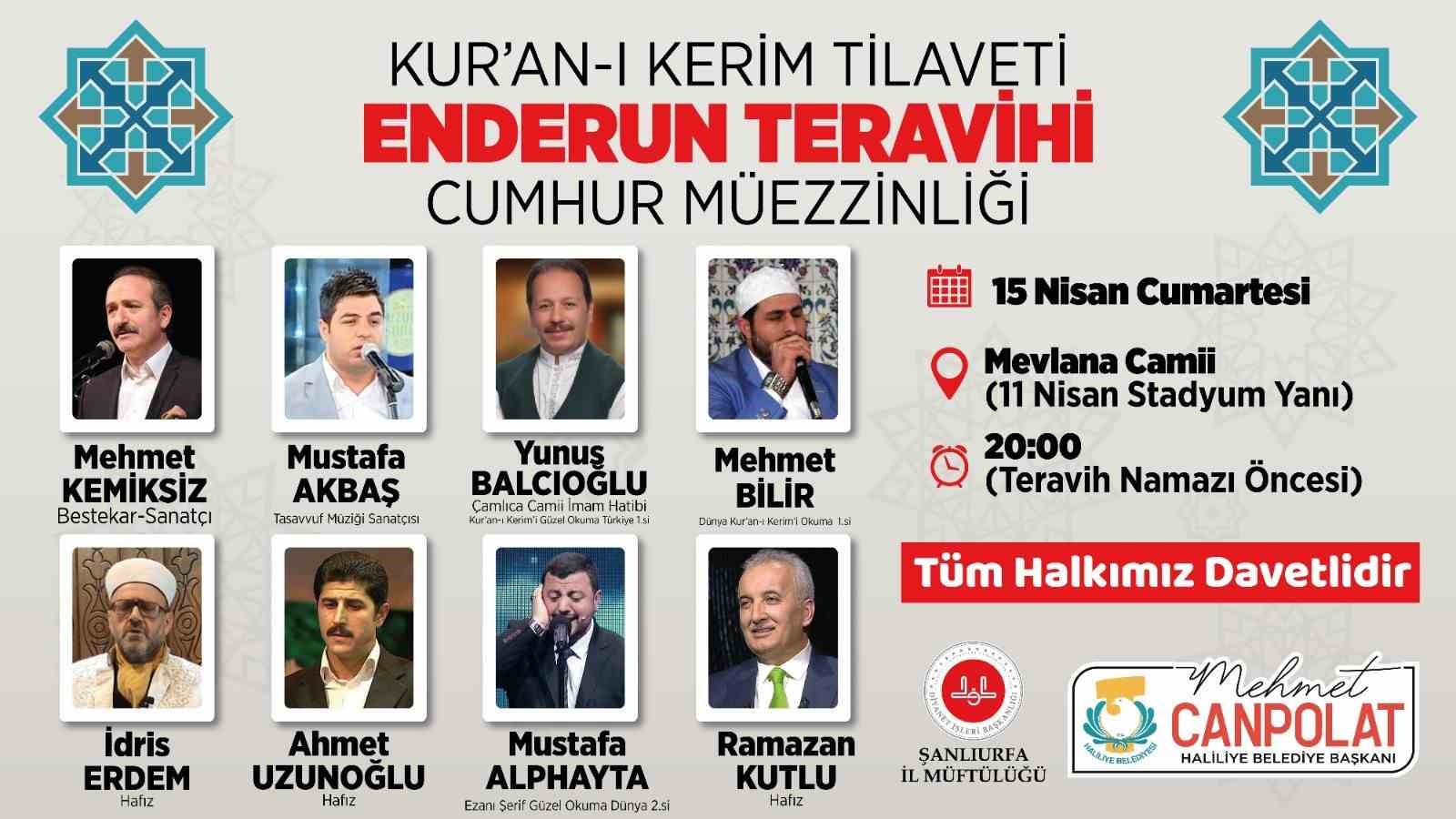HALİLİYE’DE ENDERUN TERAVİHİ GELENEĞİ YAŞATILACAK