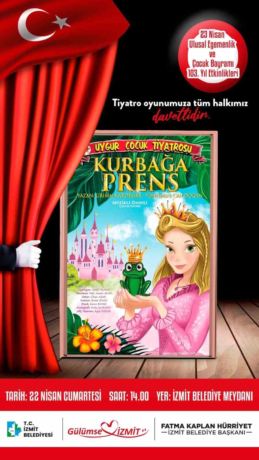 UYGUR ÇOCUK TİYATROSU, İZMİT'TE "KURBAĞA PRENS" VE "BURNUNU KAYBEDEN PALYAÇO"