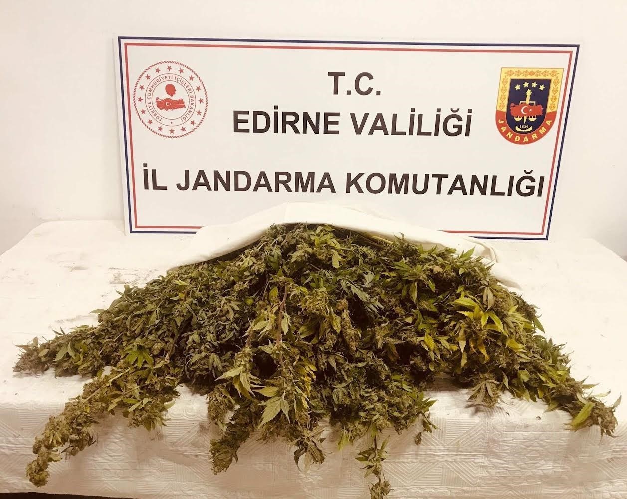 EDİRNE'DE JANDARMA EKİPLERİNİN ZEHİR TACİRLERİNE DÜZENLEDİĞİ OPERASYONDA 5,5 KİLOGRAM KUBAR