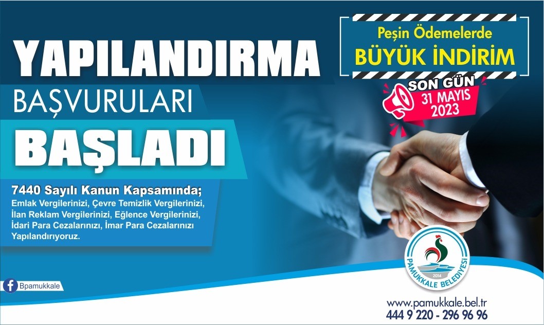 PAMUKKALE BELEDİYESİ, EMLAK, ÇEVRE TEMİZLİK, İLAN REKLAM, EĞLENCE VERGİLERİ İLE