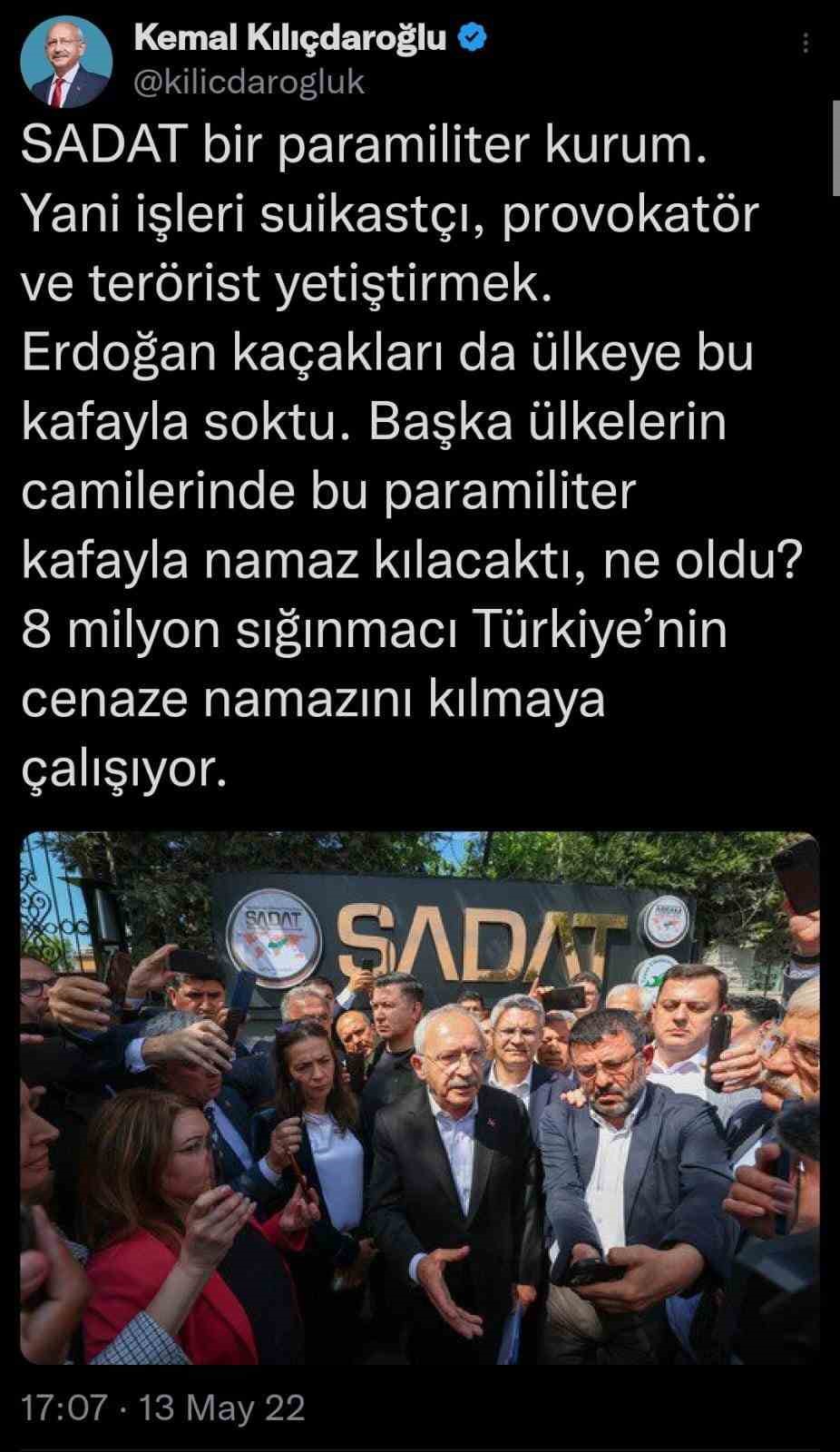 SADAT TARAFINDAN CHP LİDERİ KEMAL KILIDAROĞLU’NA AÇILAN TAZMİNAT DAVASINDA KARAR