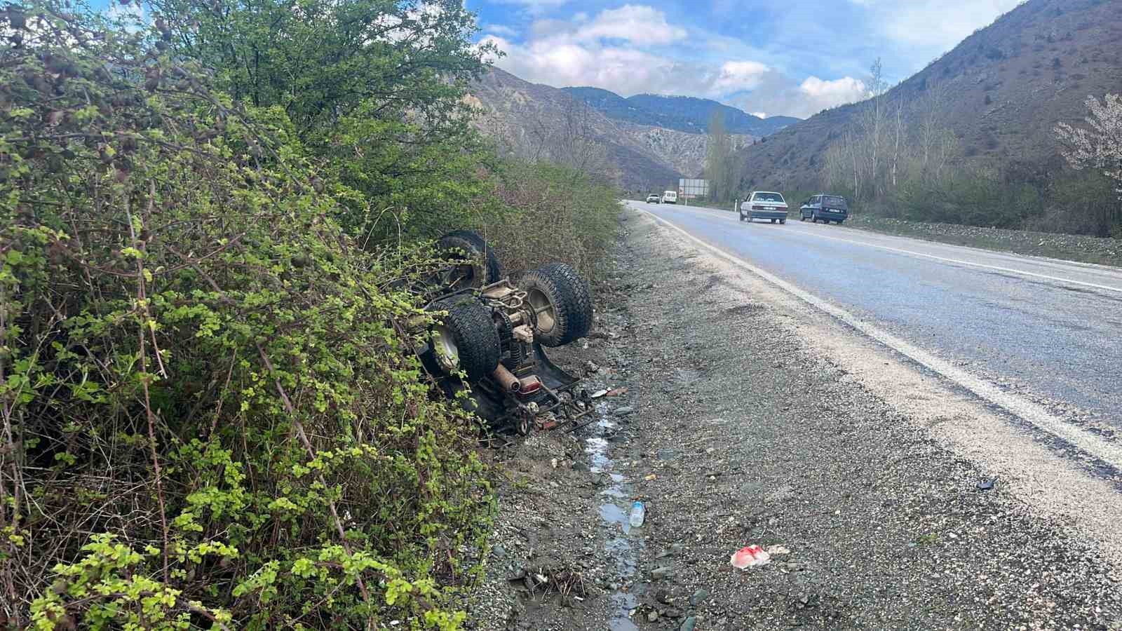 ŞARAMPOLE DEVRİLEN ATV'NİN SÜRÜCÜSÜ YARALANDI