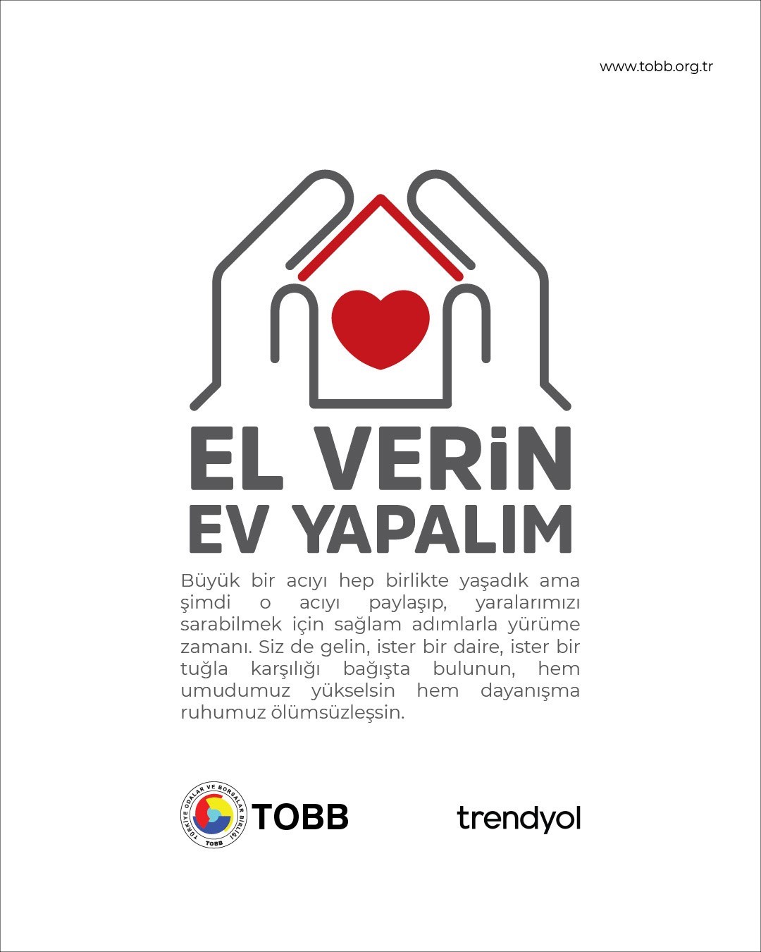 TRENDYOL, TOBB'UN BAŞLATTIĞI “EL VERİN EV YAPALIM” KALICI KONUT SEFERBERLİĞİ