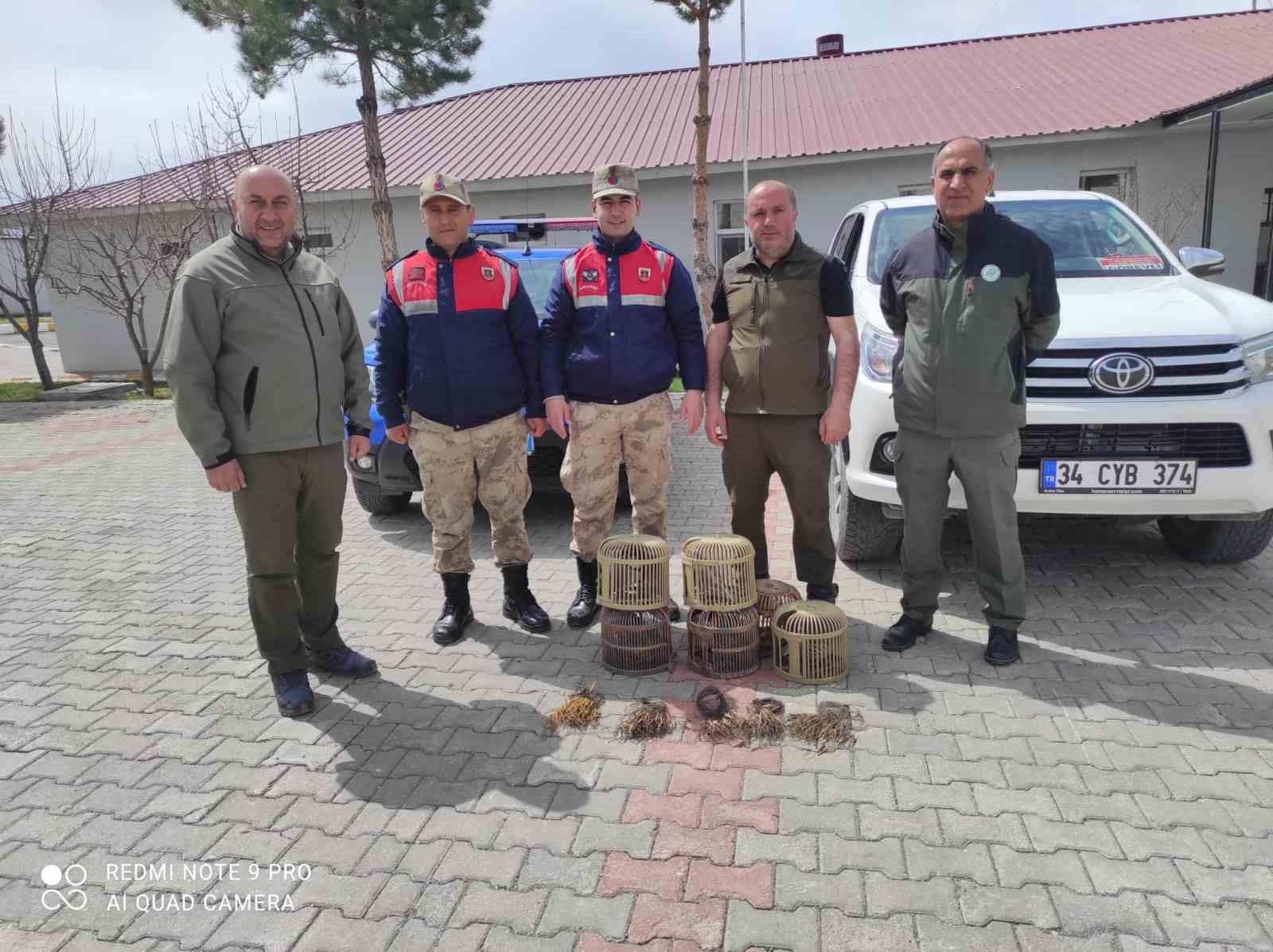 VAN’IN MURADİYE İLÇESİNDE KAFES AVCILIĞI YAPAN 4 KİŞİ, AVLADIĞI 8