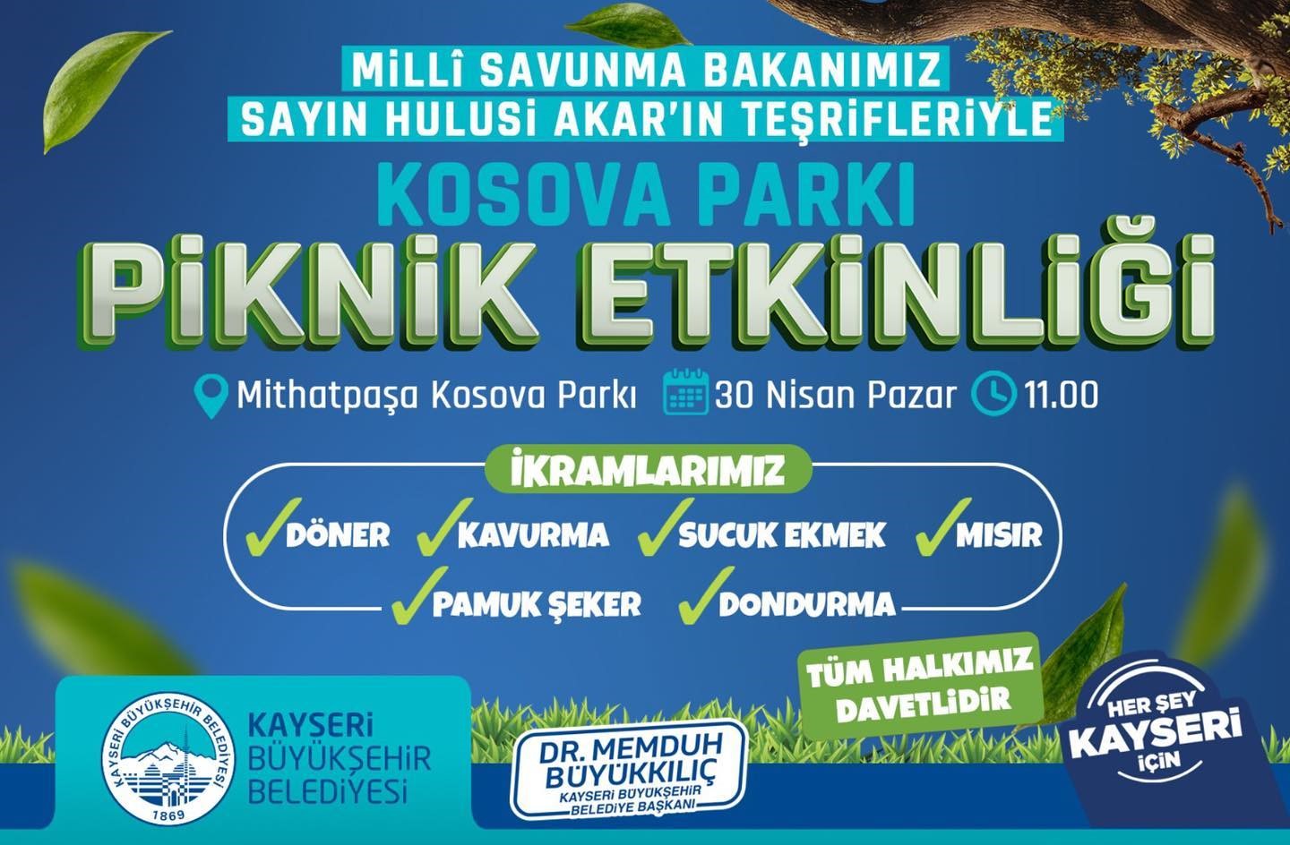 KAYSERİ BÜYÜKŞEHİR BELEDİYE BAŞKANI DR. MEMDUH BÜYÜKKILIÇ, MİLLİ SAVUNMA BAKANI
