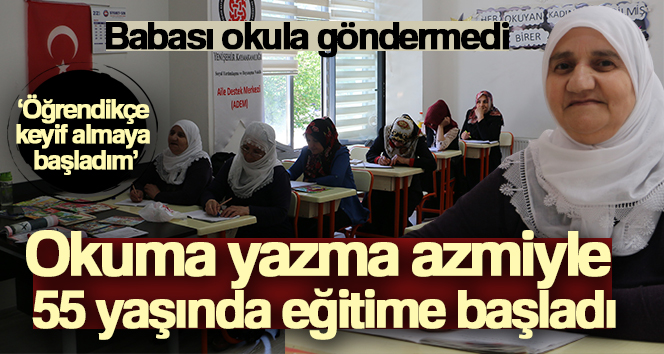 Babası okula göndermedi, okuma yazma azmiyle 55 yaşında eğitime başladı Diyarbakır’ın Yenişehir ilçesinde yaşayan ev hanımı Rabia Kapancı, 55 yaşında