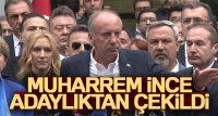 Memleket Partisi Genel Başkanı Muharrem İnce, Cumhurbaşkanlığı adaylığından çekildiğini açıkladı.