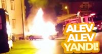 Kırıkkale’de gece saatlerinde alevlere teslim olan park halindeki otomobil demir