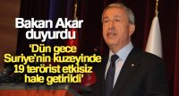 Milli Savunma Bakanı Hulusi Akar, “Dün gece Suriye’nin kuzeyinde 19