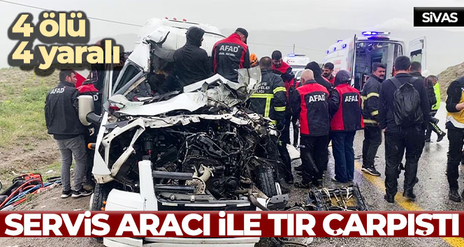 SİVAS’TA SERVİS ARACI İLE TIRIN ÇARPIŞMASI SONUCU MEYDANA GELEN TRAFİK