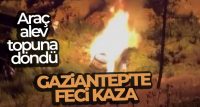 GAZİANTEP'TE İKİ ARACIN ÇARPIŞMASI SONUCU ARAÇLARDAN BİRİ UÇURUMA UÇTUKTAN SONRA