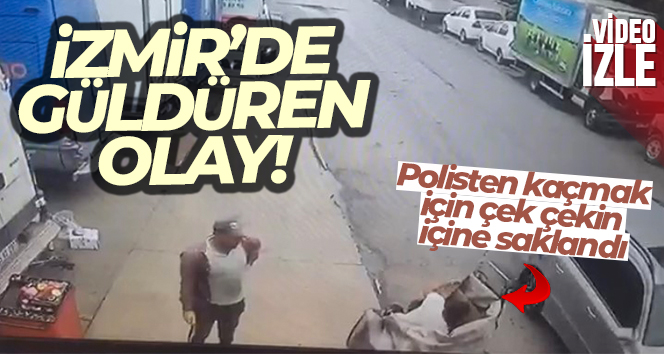İzmir’in Bornova ilçesinde polisin kovaladığı hırsızlık şüphelisi yolda ilerleyen çek