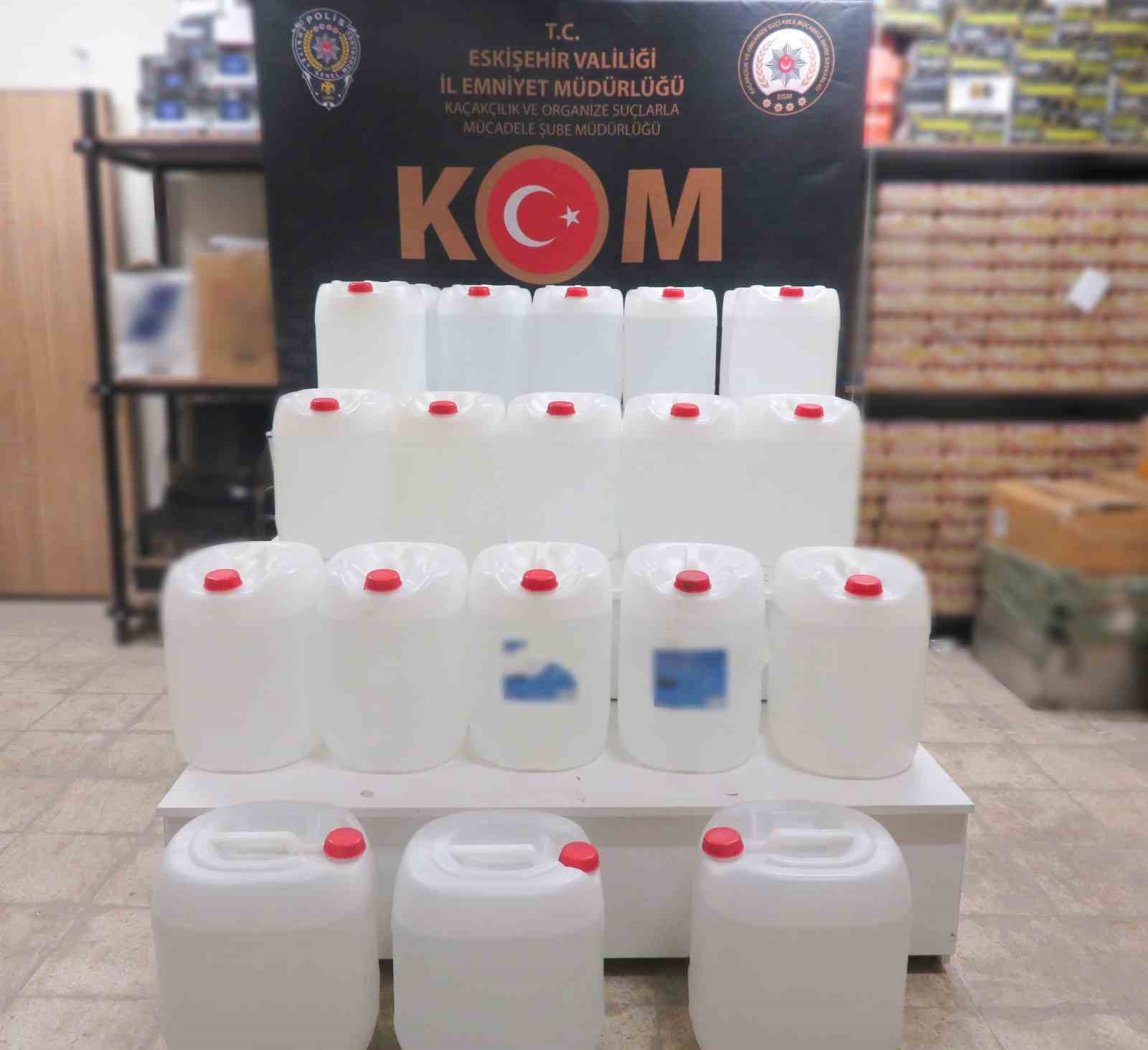 ESKİŞEHİR’DE POLİS EKİPLERİNCE YAPILAN ÇALIŞMA NETİCESİNDE 600 LİTRE ETİL ALKOL