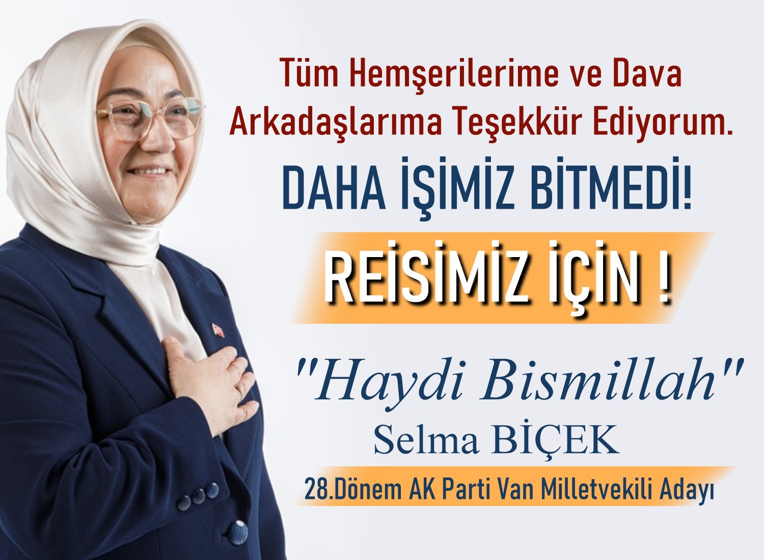 AK PARTİ 28. DÖNEM VAN MİLLETVEKİLİ ADAYI SELMA BİÇEK, TEŞEKKÜR