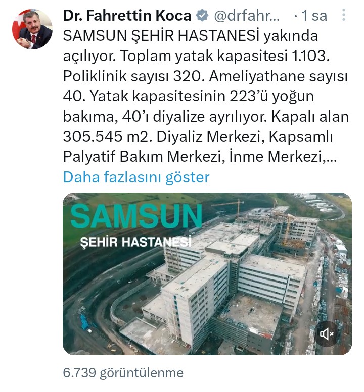 SAĞLIK BAKANI FAHRETTİN KOCA, KABA İNŞAATI TAMAMLANMAK ÜZERE OLAN SAMSUN