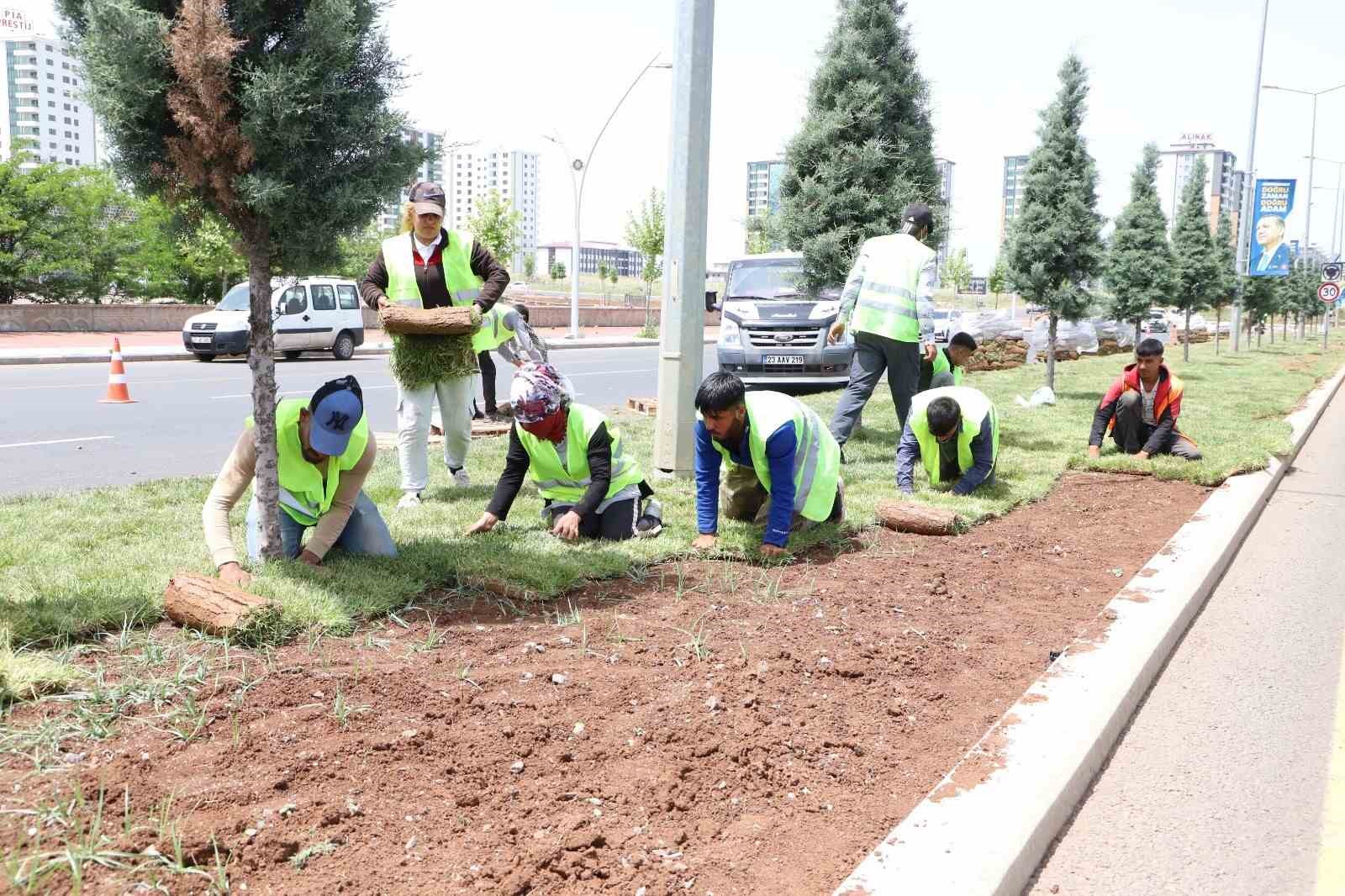 Diyarbakır’da kavşak ve refüjlerde peyzaj çalışmaları devam ediyor