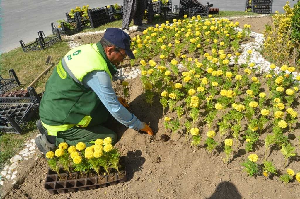 KONYA'NIN EREĞLİ İLÇE BELEDİYESİ PARK VE BAHÇELER MÜDÜRLÜĞÜ EKİPLERİ, BAHARIN