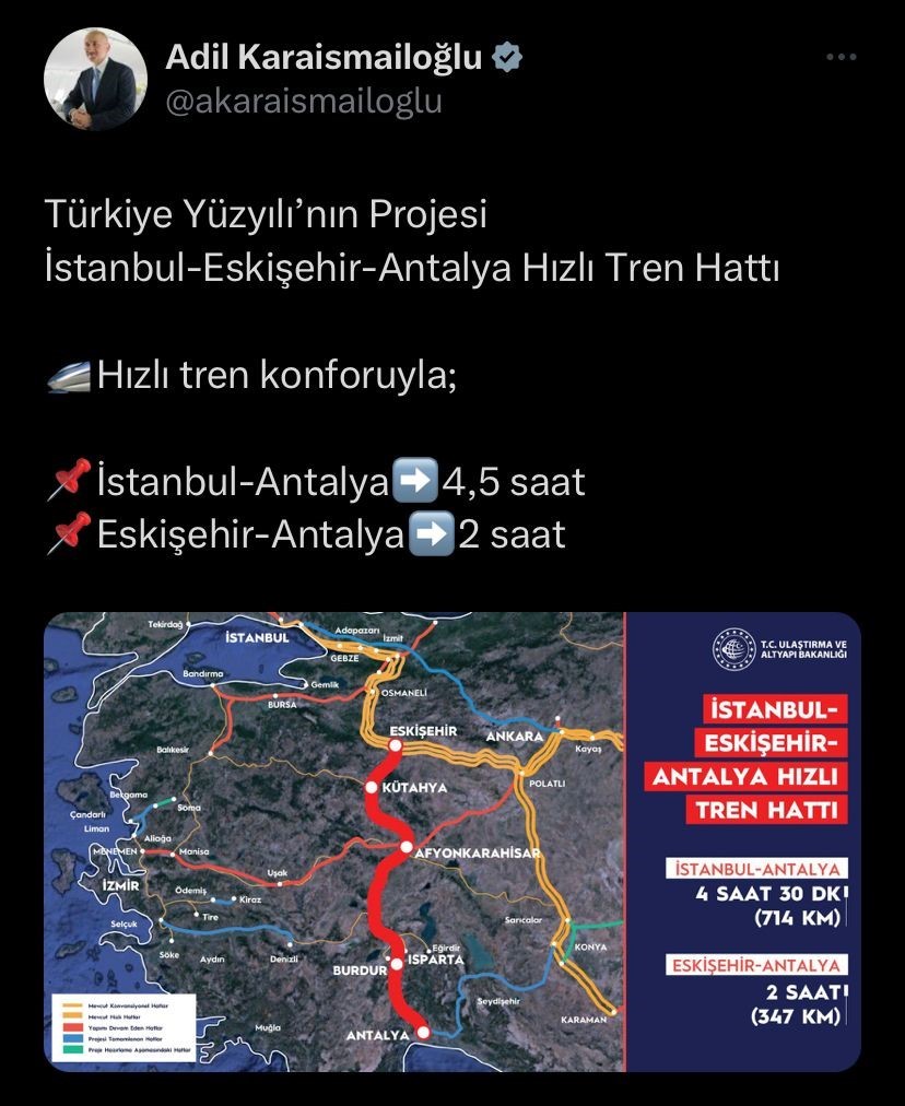 ULAŞTIRMA VE ALTYAPI BAKANI ADİL KARAİSMAİLOĞLU, SOSYAL MEDYA ÜZERİNDEN YAPTIĞI