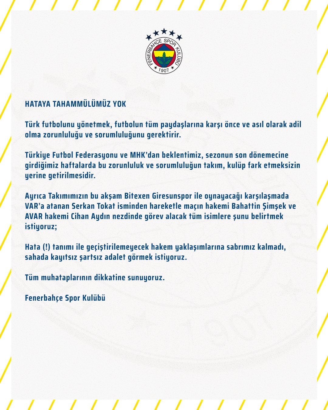 FENERBAHÇE, SPOR TOTO SÜPER LİG’İN 33. HAFTASINDA KONUK OLACAĞI GİRESUNSPOR