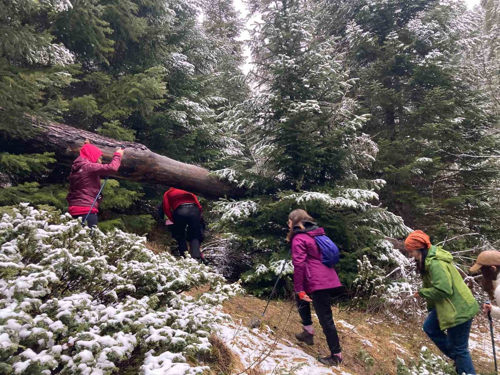 KASTAMONU’NUN ARAÇ İLÇESİNDE İLÇEYE SAATLERİNDE BAŞLAYAN KAR YAĞIŞIYLA BEYAZA BÜRÜNMESİNİ
