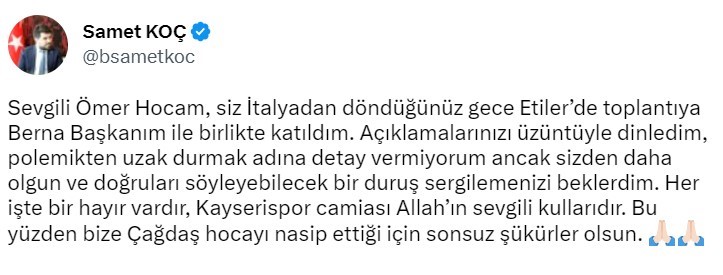 ALANYASPOR TEKNİK DİREKTÖRÜ ÖMER ERDOĞAN'IN KAYSERİSPOR ESKİ BAŞKANI BERNA GÖZBAŞI