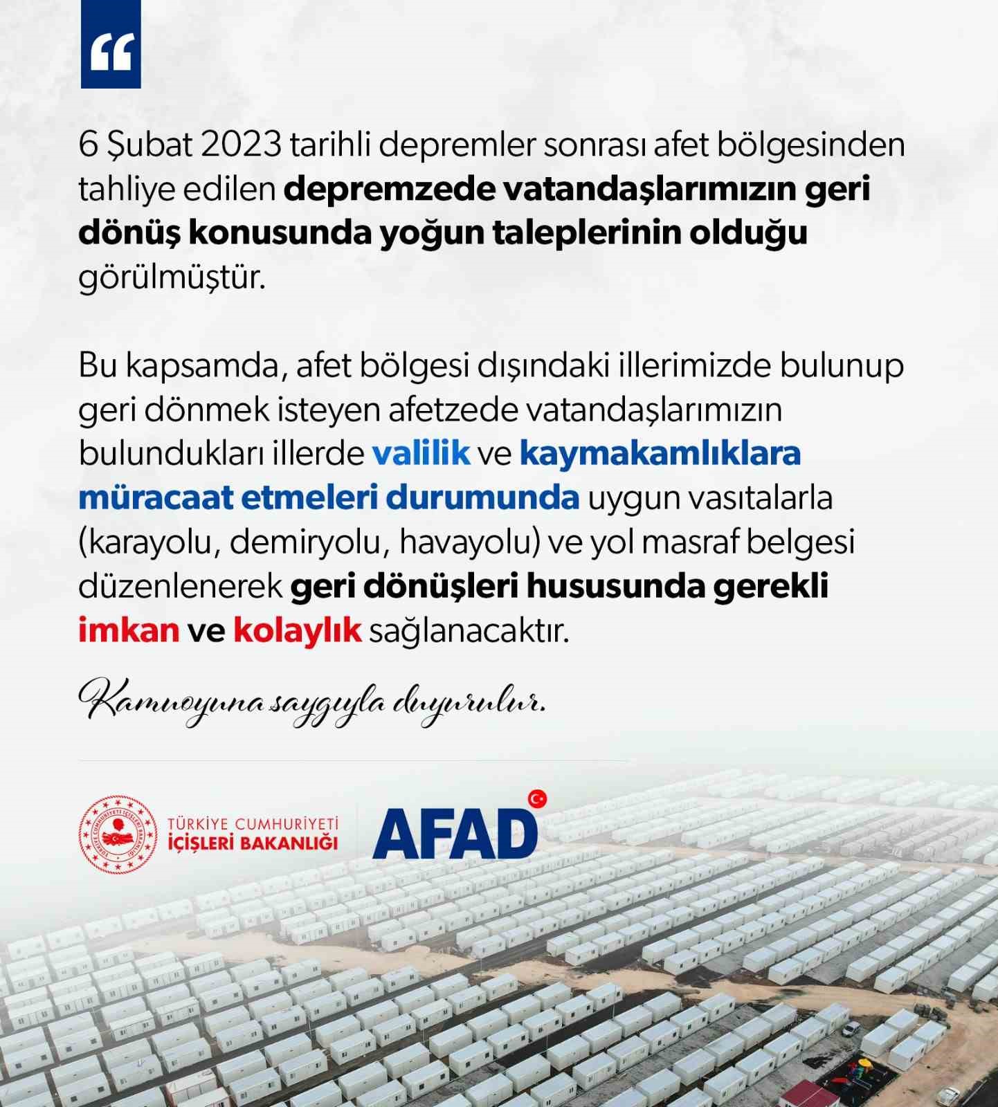 İÇİŞLERİ BAKANLIĞI 6 ŞUBAT’TA KAHRAMANMARAŞ’TA MEYDANA GELEN DEPREMLERİN ARDINDAN DEPREM
