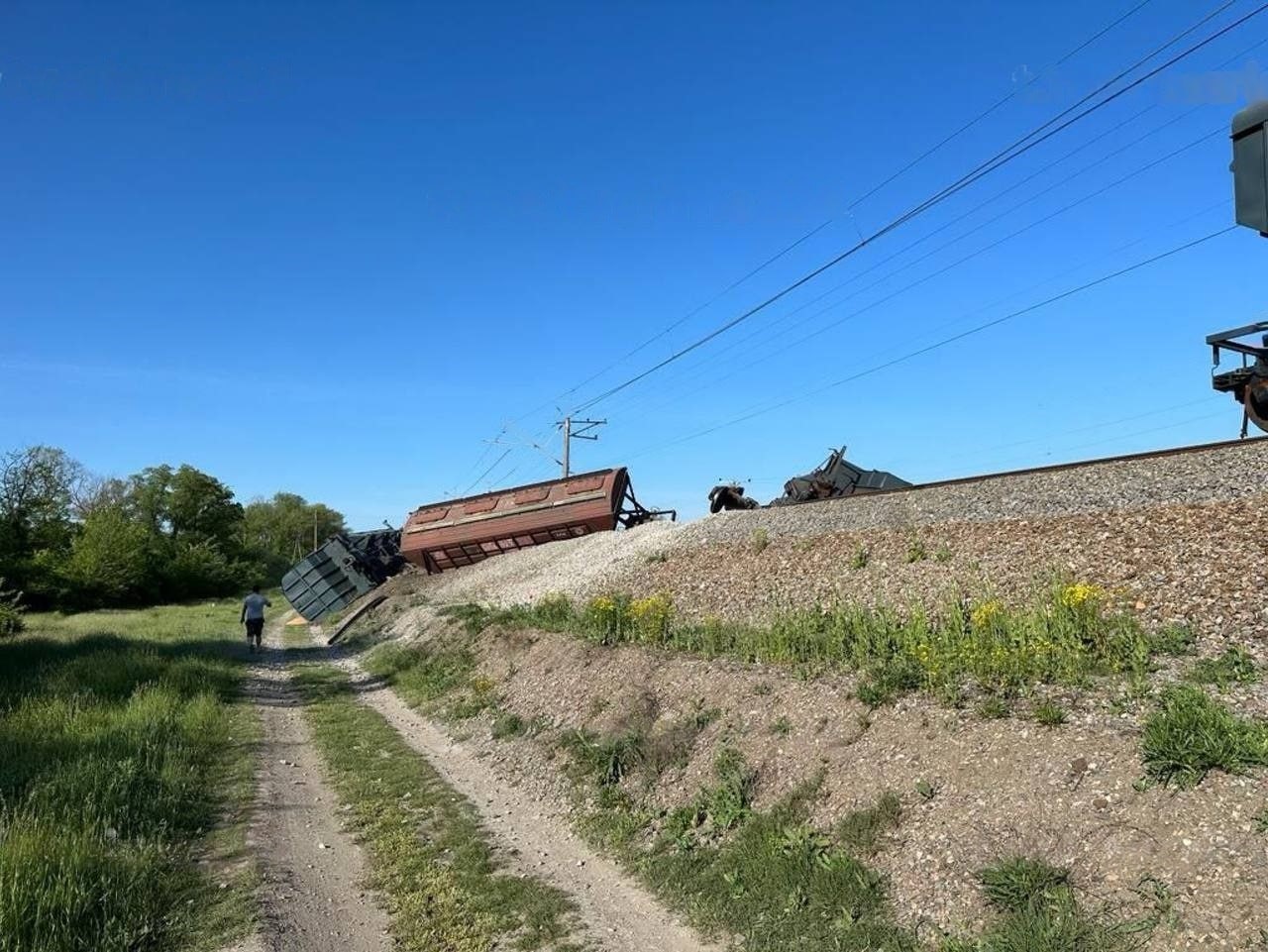 RUSYA'NIN UKRAYNA’DAN İLHAK ETTİĞİ KIRIM'DA, TAHIL YÜKLÜ TRENİN 8 VAGONU