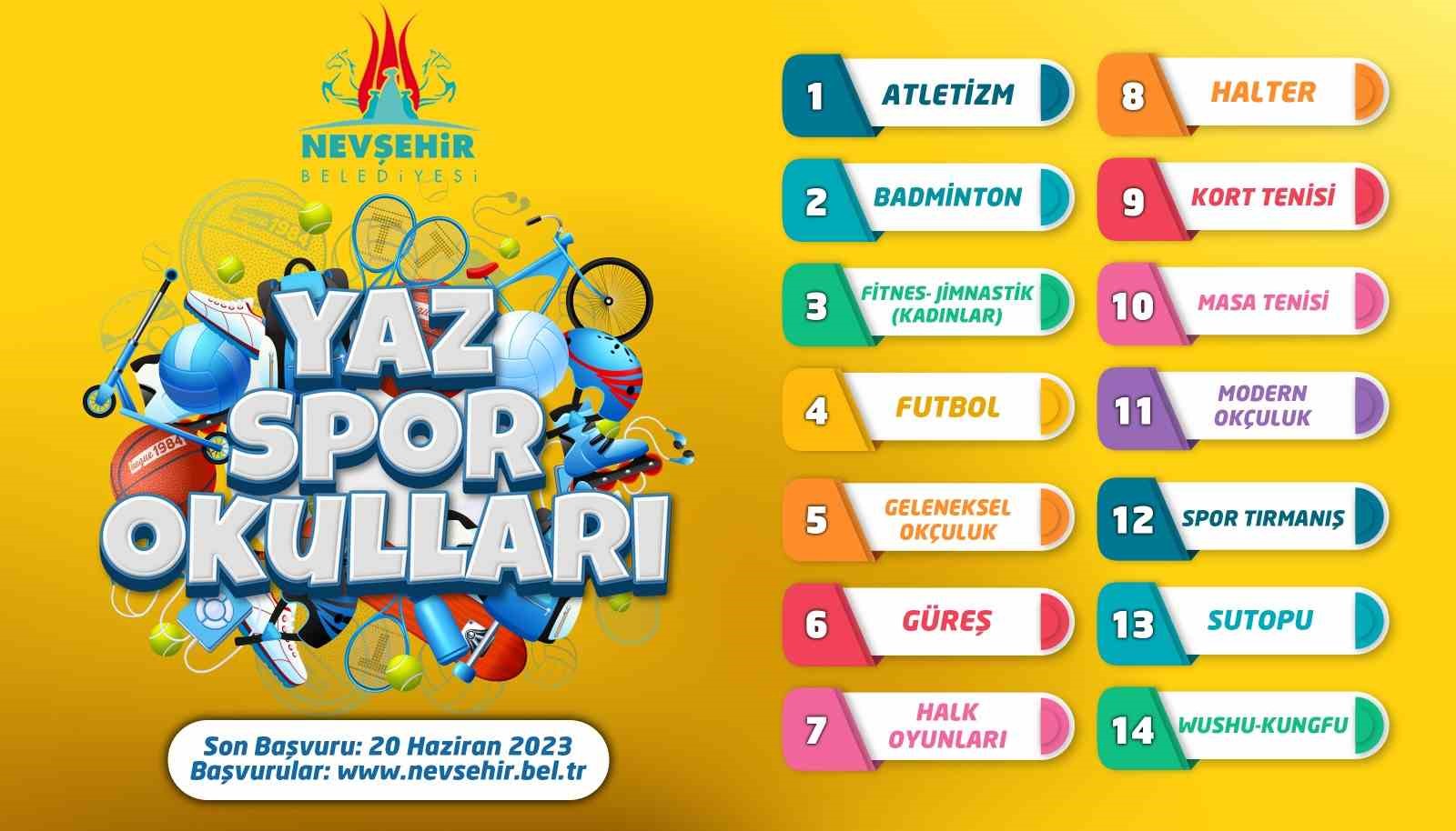 NEVŞEHİR BELEDİYESİ TARAFINDAN ÇOCUK VE GENÇLERİN YAZ AYLARINDA SPORLA İÇİ