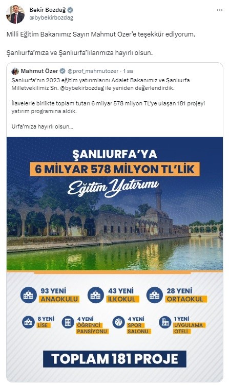 MÜJDEYİ BAKAN ÖZER VE BAKAN BOZDAĞ VERDİ