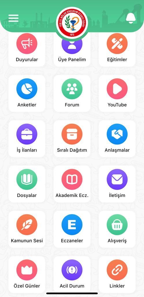 13’ÜNCÜ BÖLGE ERZURUM ECZACI ODASI, MOBİL UYGULAMA ‘ECZA 13’ İLE