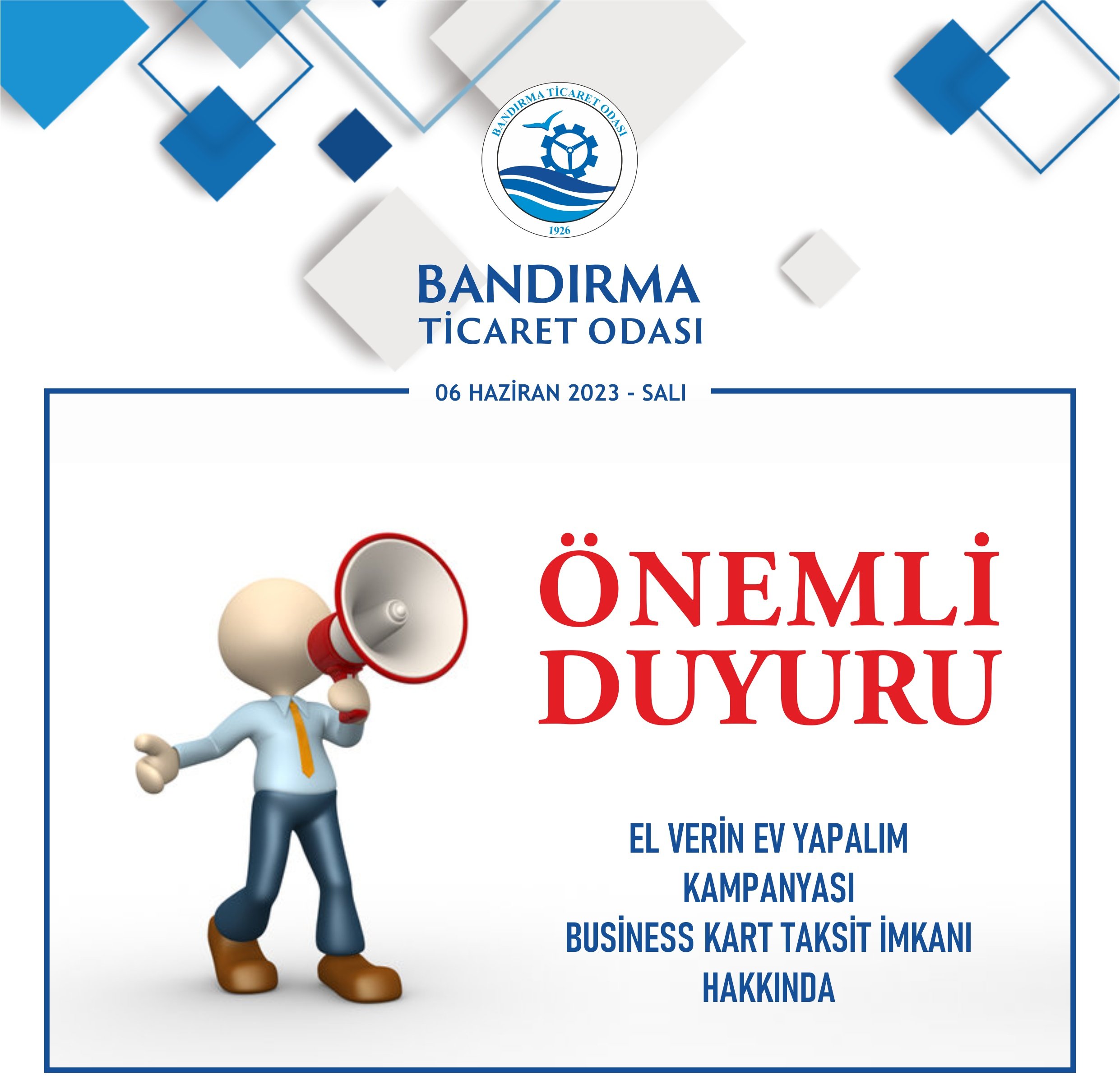 Bandırma Ticaret Odası, Türkiye Odalar ve Borsalar Birliği (TOBB) iş