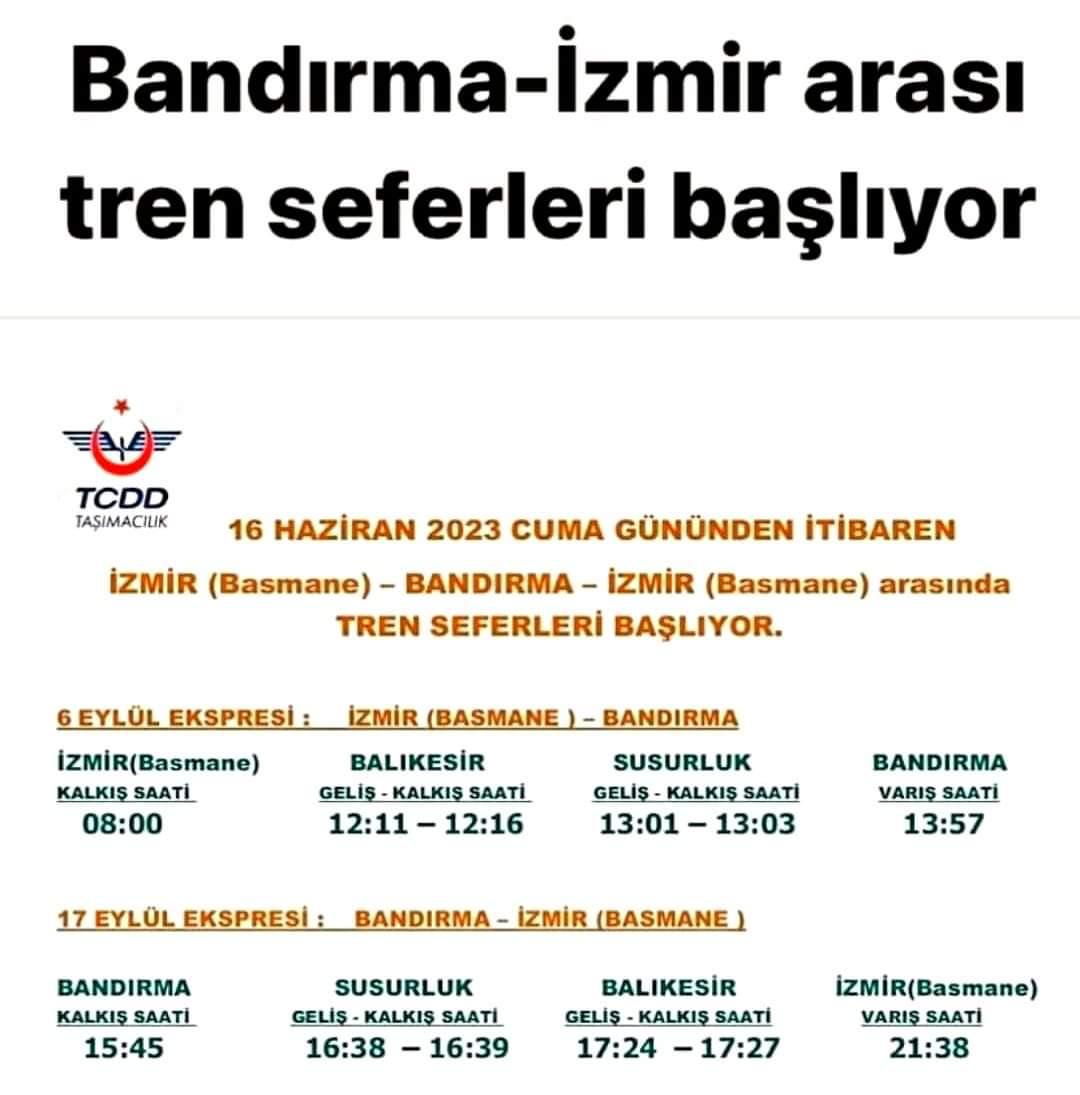 2 yıl önce yol çalışması nedeniyle kaldırılan Bandırma-İzmir tren seferleri