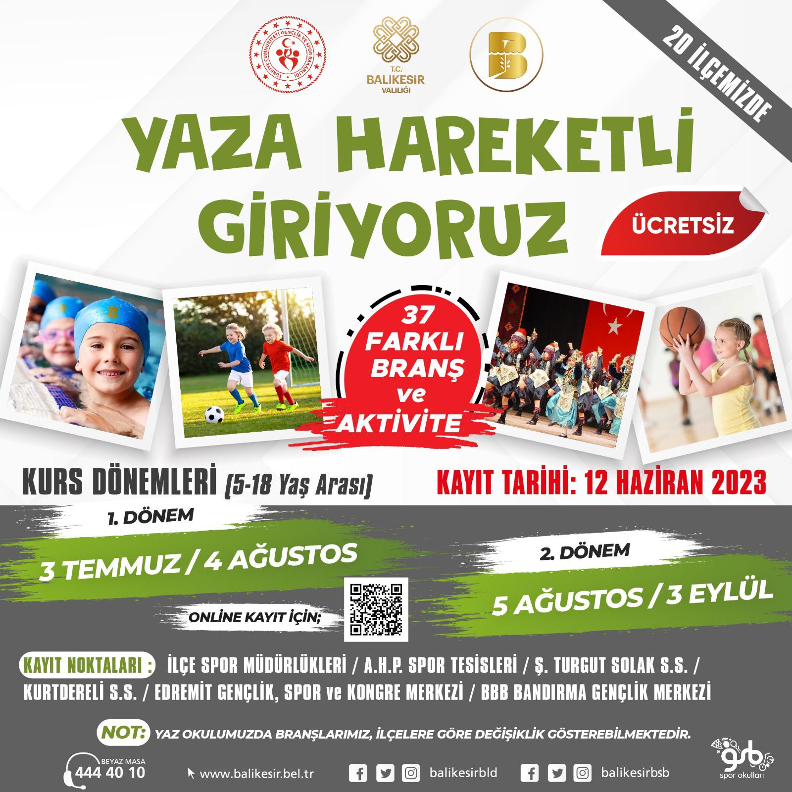 Balıkesir Büyükşehir Belediyesi bu yıl yapılacak Yaz Spor Okullarını; Balıkesir