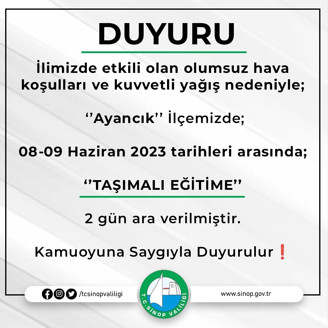 SİNOP’UN AYANCIK İLÇESİNDE ETKİLİ OLAN OLUMSUZ HAVA KOŞULLARI NEDENİYLE 8-9