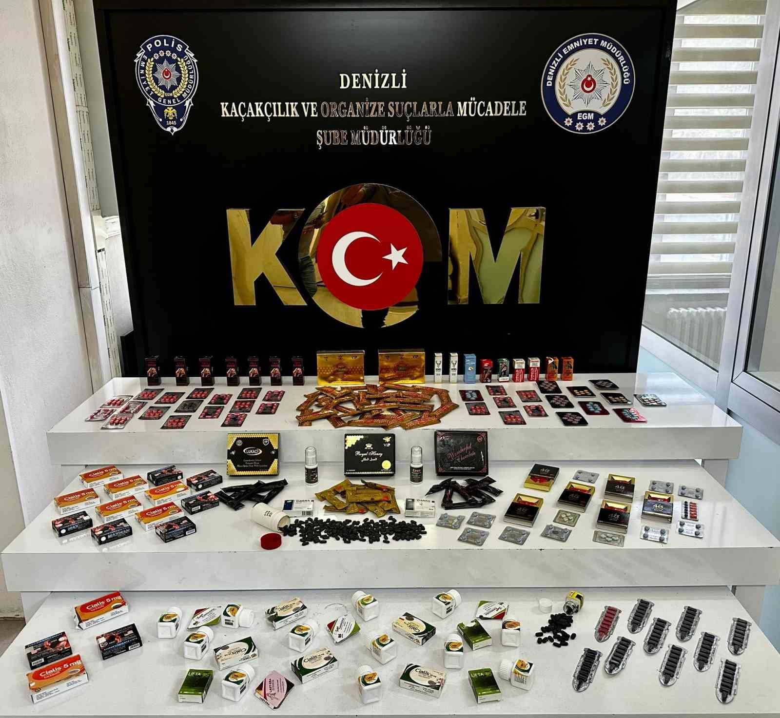 DENİZLİ’DE BİNLERE KAÇAK CİNSEL İÇERİKLİ İLAÇ, TÜTÜN VE ALKOLÜ PİYASAYA