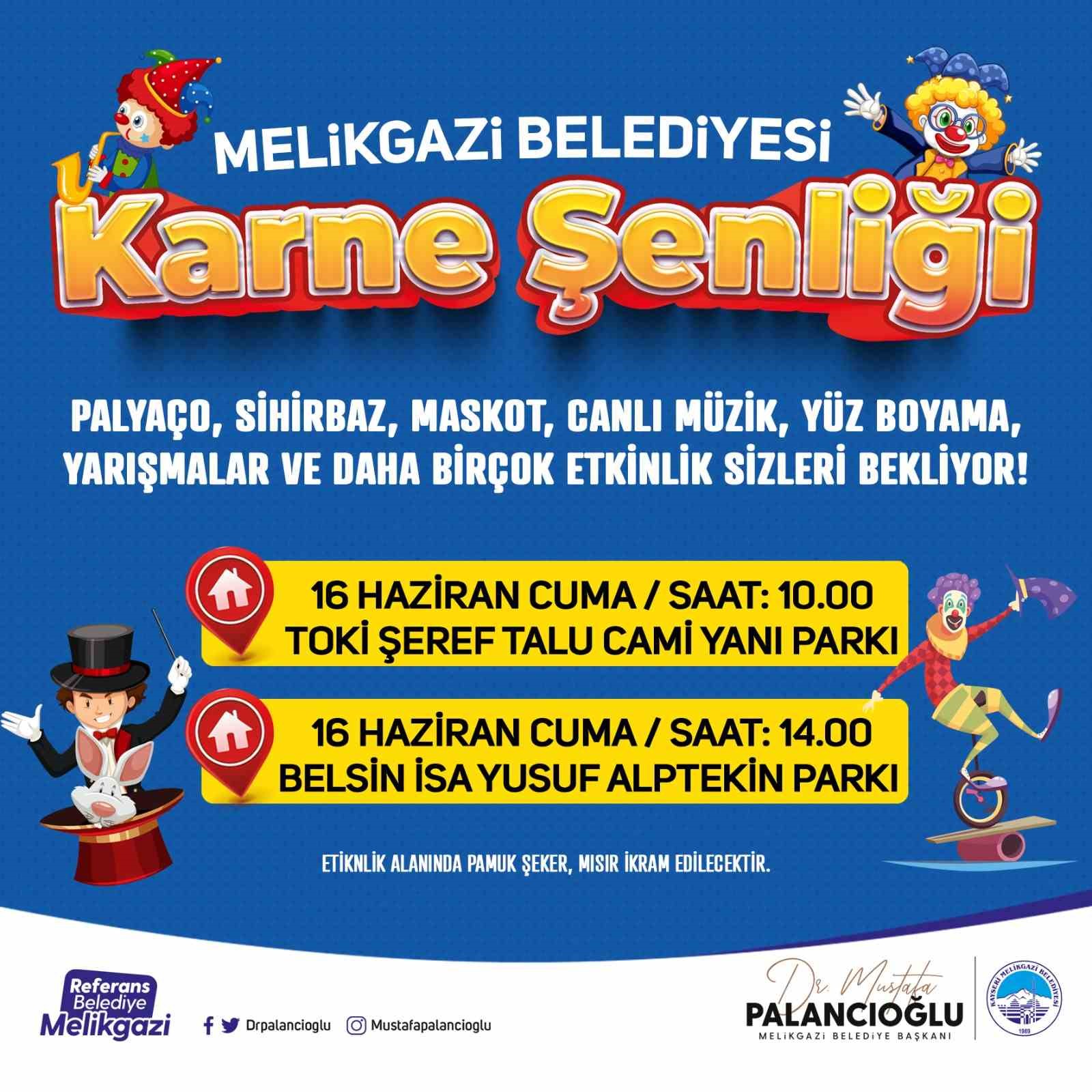 MELİKGAZİ BELEDİYE BAŞKANI DR. MUSTAFA PALANCIOĞLU, 16 HAZİRAN CUMA GÜNÜ