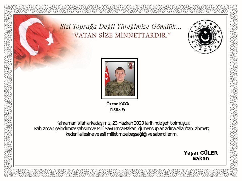 MİLLİ SAVUNMA BAKANLIĞI HAKKARİ’DE 15 HAZİRAN GÜNÜ TERÖR ÖRGÜTÜ MENSUPLARIYLA