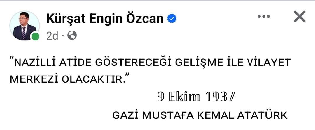 NAZİLLİ BELEDİYE BAŞKANI KÜRŞAT ENGİN ÖZCAN, MİLLİYETÇİ HAREKET PARTİSİ (MHP)