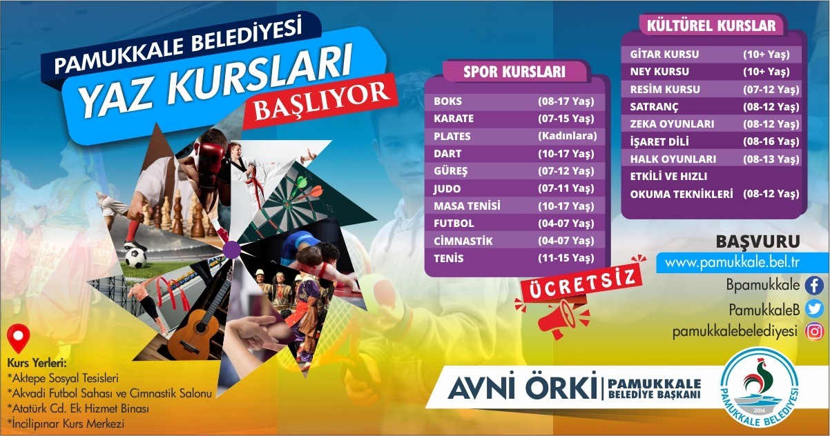 PAMUKKALE BELEDİYESİ, YAZ TATİLİNİN BAŞLAMASIYLA BİRLİKTE İLÇEDEKİ 4-17 YAŞ ARALIĞINDAKİ
