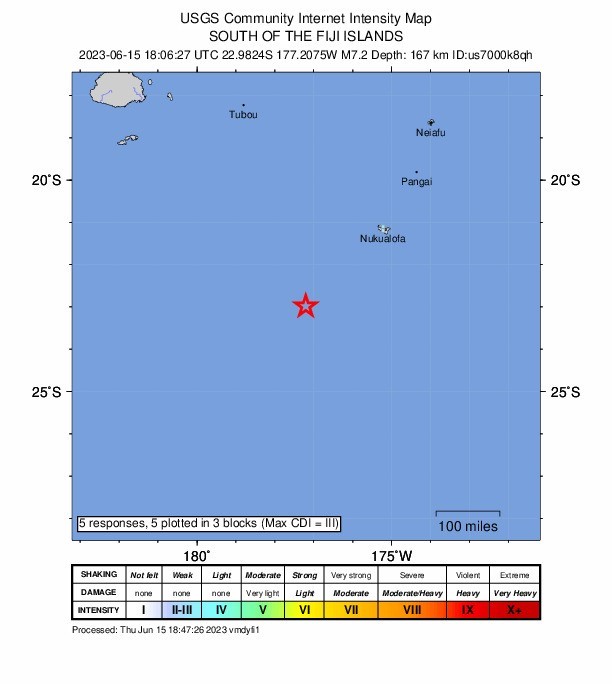 TONGA AÇIKLARINDA 7.2 BÜYÜKLÜĞÜNDE DEPREM MEYDANA GELDİ.