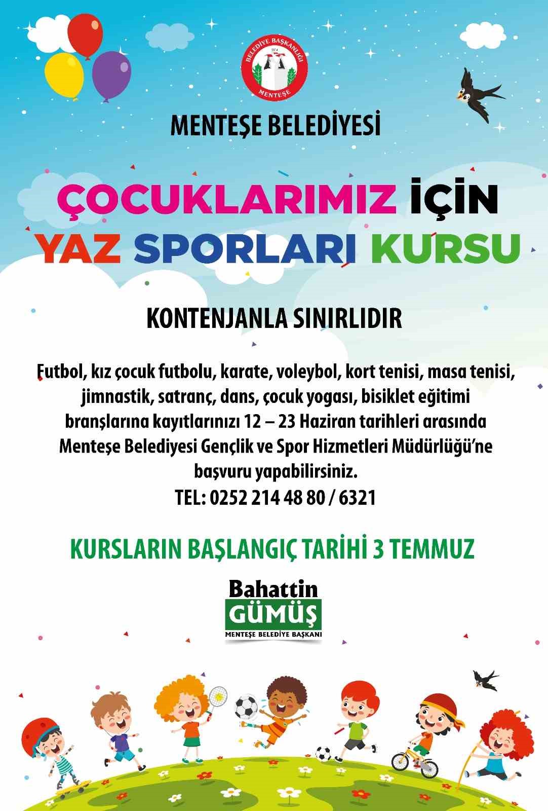 MENTEŞE'DE YAZ SPORLARI KURSUNA KAYITLAR BAŞLADI