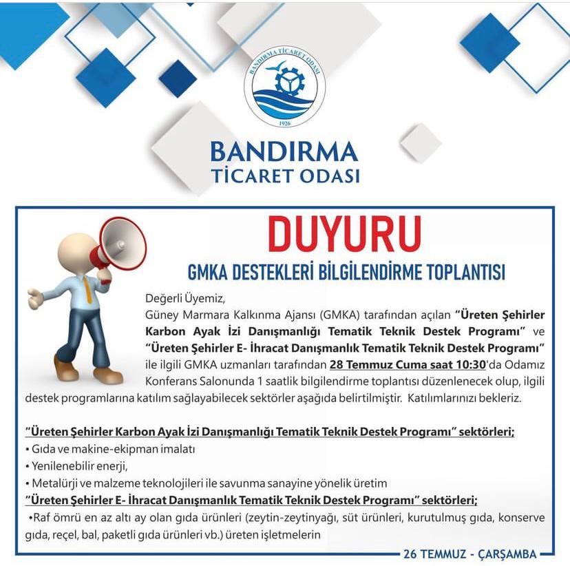 “Üreten Şehirler” için bilgilendirme toplantısı Güney Marmara Kalkınma Ajansı (GMKA) tarafından açılan, Üreten Şehirler Karbon