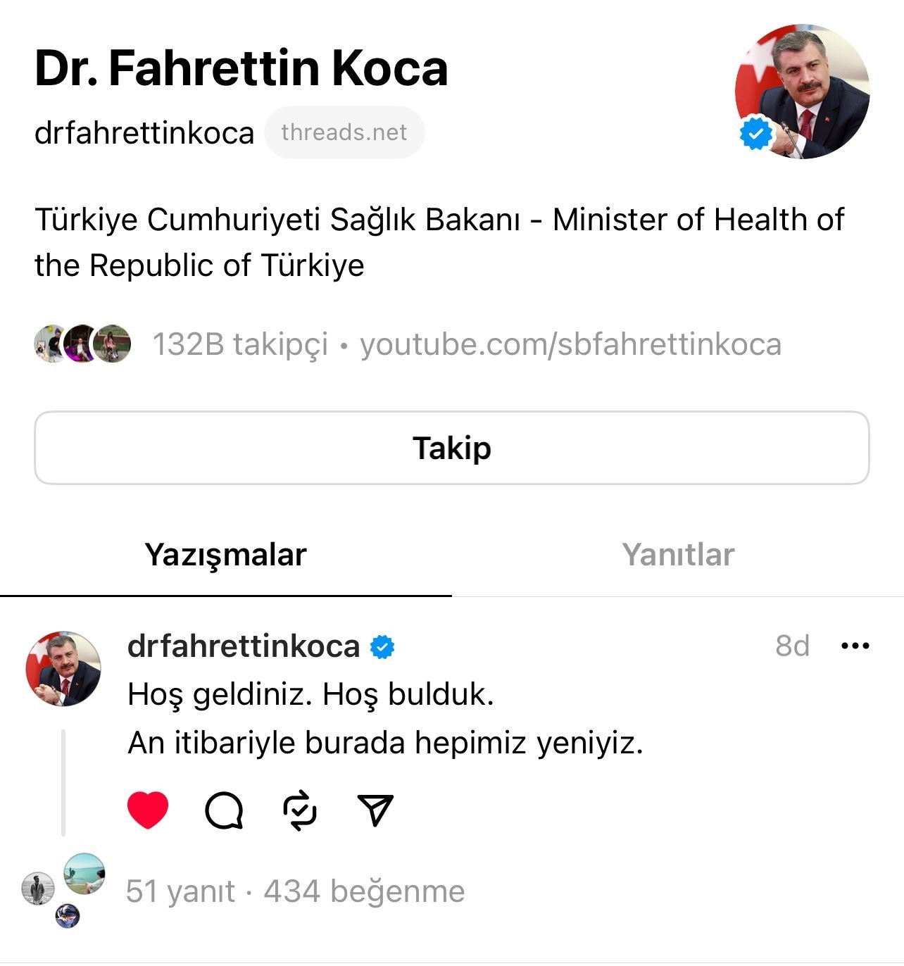 SAĞLIK BAKANI FAHRETTİN KOCA, META ŞİRKETİ TARAFINDAN GELİŞTİRİLEN YENİ SOSYAL