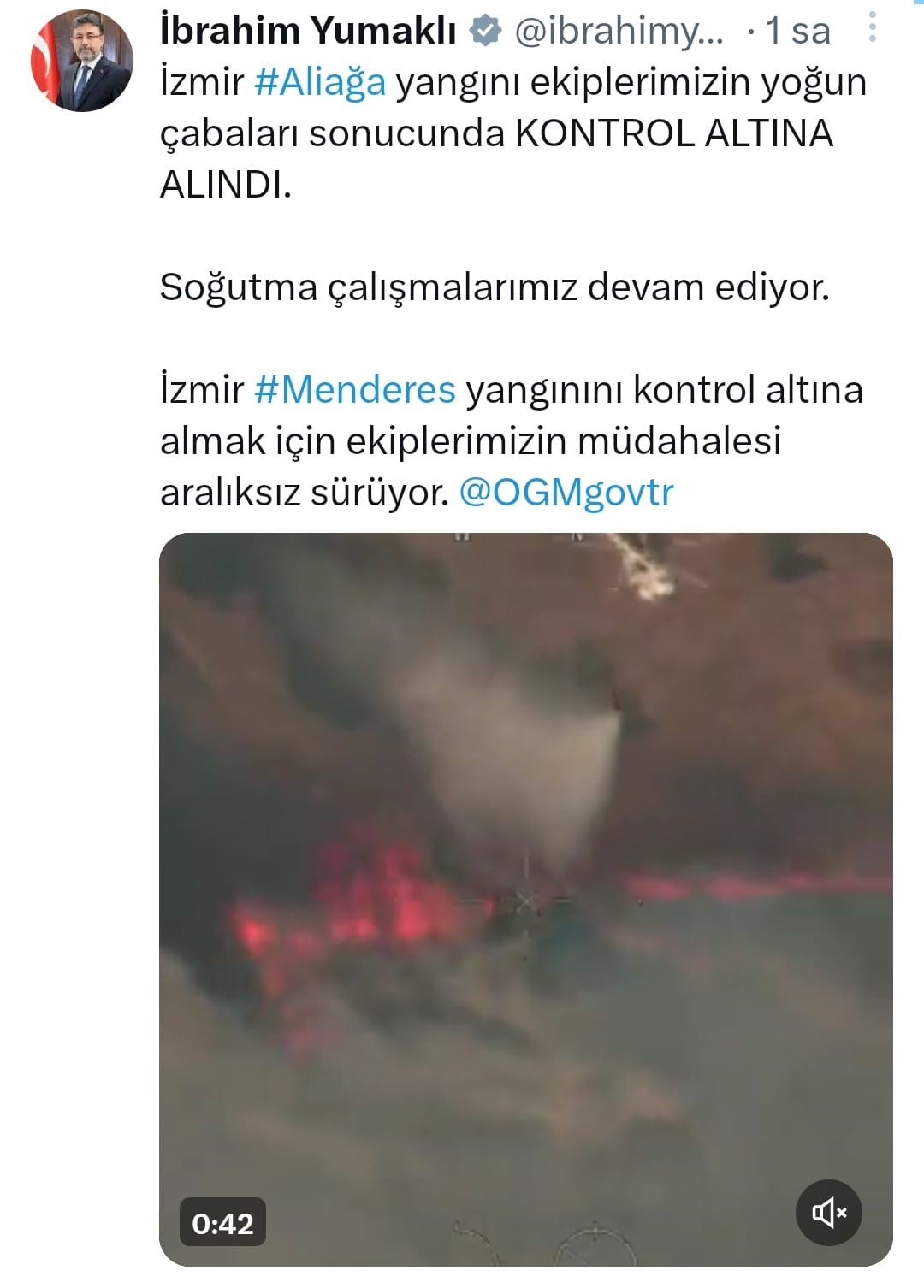 BAKAN YUMAKLI’DAN İZMİR’DEKİ YANGINLARLA İLGİLİ AÇIKLAMA