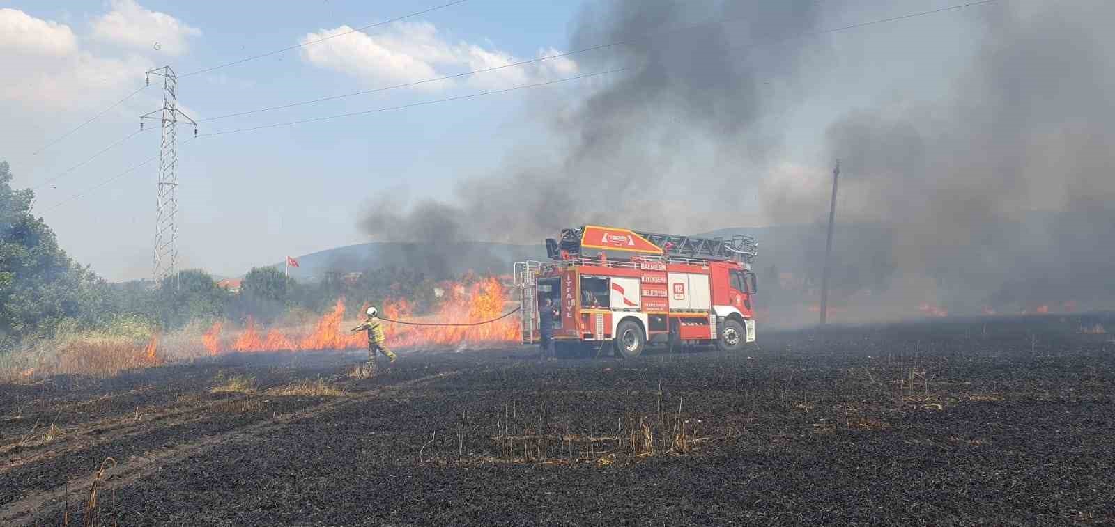 BALIKESİR'DE 75 DÖNÜM BUĞDAY TARLASI YANDI